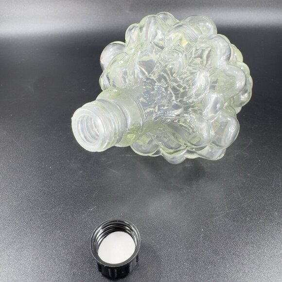 Vintage Clear Glass Grape Cluster Shaped Vanity Wine Bottle Decanter With Lid - Picture 10 of 13